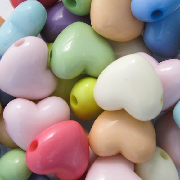 Plas 18mm heart side hole pastel 34+pcs