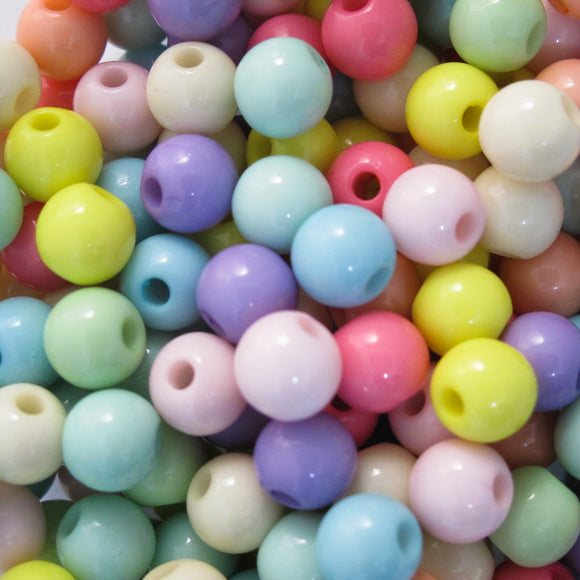 Plas 8mm rnd 2mm hole pastel 190+pcs