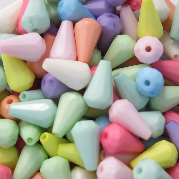 Plas 12x8mm faceted drop pastel 170+pcs
