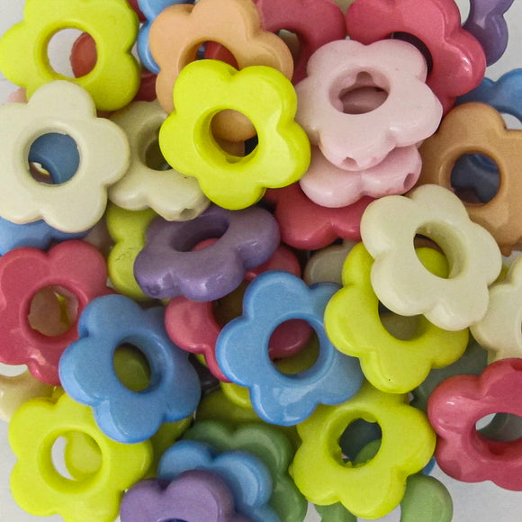 Plas 15mm flat flower mutli pastel 100+p