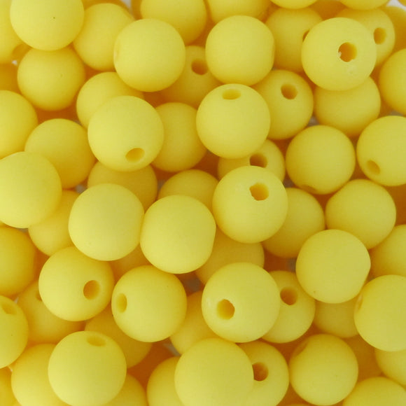 Plas 8mm rnd 1.2mm hole matt lemon 140+p