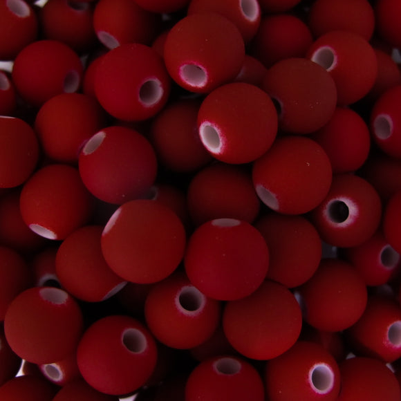Plas 8mm rnd 1.2mm hole matt red 140+p