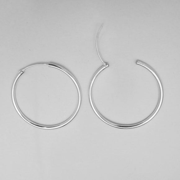 Sterling sil 40mm hoop 2.5mm thick 2pcs