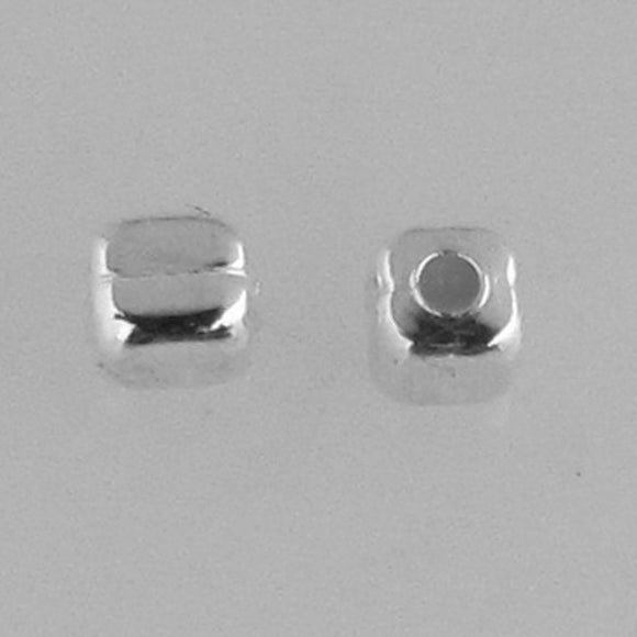 Sterling sil 2.5mm cube 0.8mm hole 10pcs