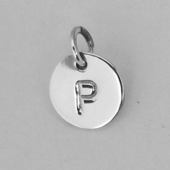 Sterling Sil 8mm Letter Charm P 1pcs