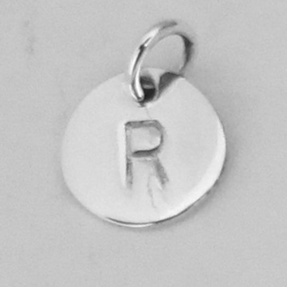 Sterling Sil 8mm Letter Charm R 1pcs