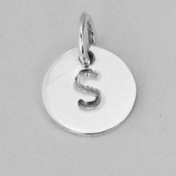 Sterling Sil 8mm Letter Charm S 1pcs