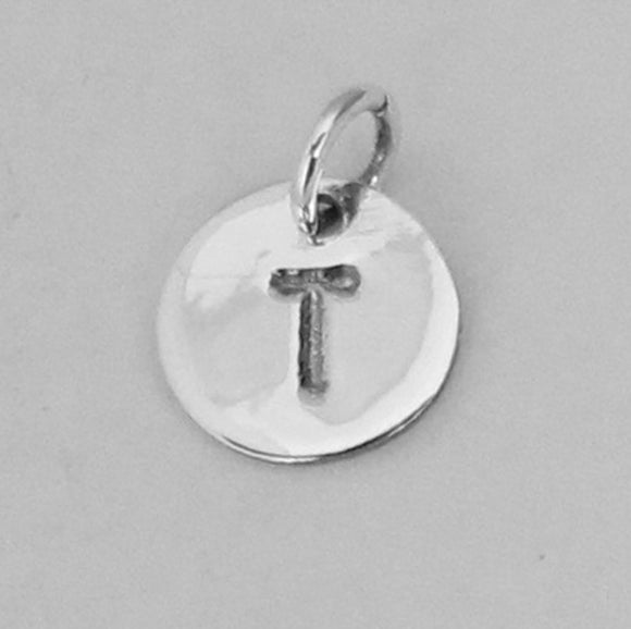 Sterling Sil 8mm Letter Charm T 1pcs
