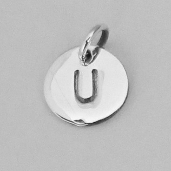 Sterling Sil 8mm Letter Charm U 1pcs