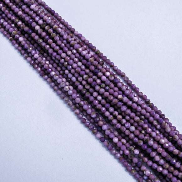 Semi prec 3mm rnd facted Lepidolite 120p