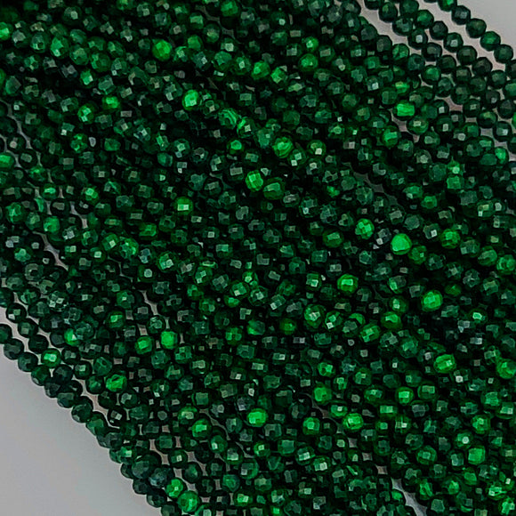 Semi Prec 3mm rnd facet Malachite 150p
