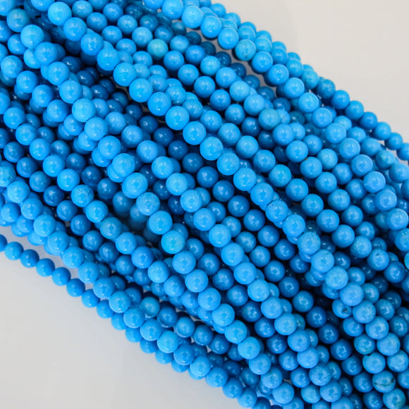 Semi Prec 4mm rnd Howlite Blue 90pcs.