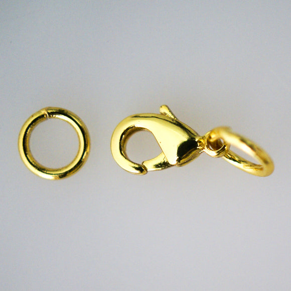 Metal 10mm parrot clasp+2jring NF gld 4p