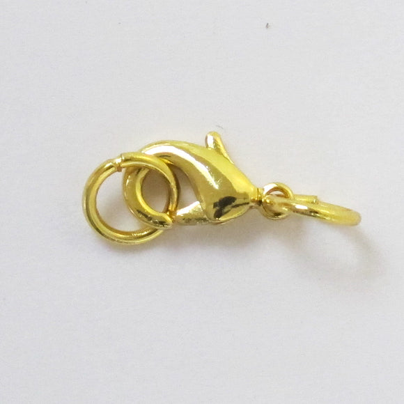 Metal 12mm parrot clasp+2jring NF gld 4p