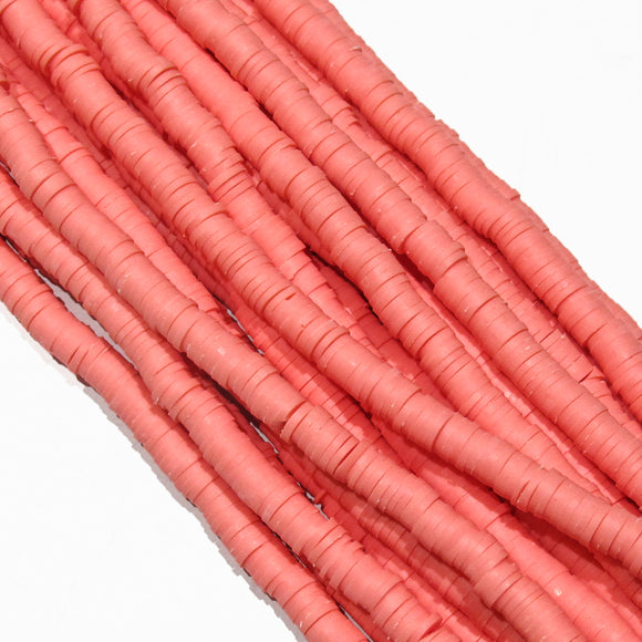 Clay 6mm heishi pink coral 40 cm