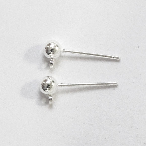 Metal 4mm rnd earring stud/drop NF SIL 4