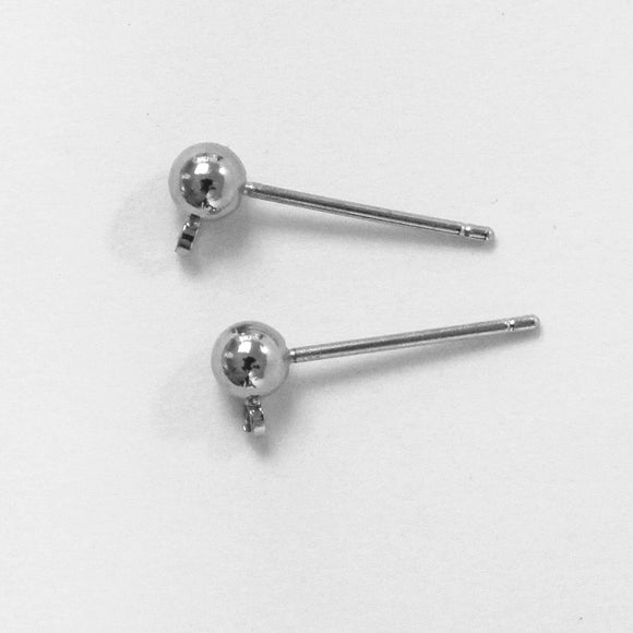 Metal 4mm rnd stud / drop NF Nkl 4pcs