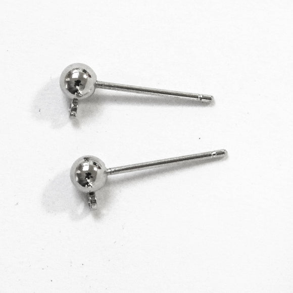 Metal 4mm rnd stud / drop NF Nkl 10pcs