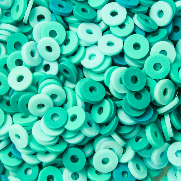 Clay 6mm heishi turquois mix (300+p) 25g