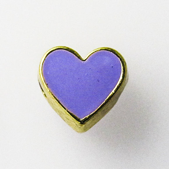 Metal 8mm heart 1mm hole gld/purple 4pcs