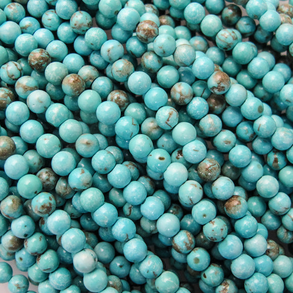 Semi prec 4mm rnd howlite Blue/Tan 85+.