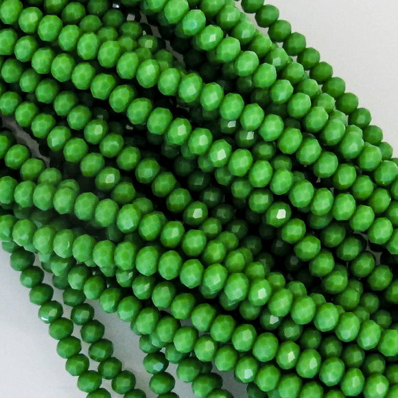 CG 3x4mm faceted rondel kelly green 120p