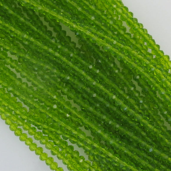 CG 3x4mm faceted rondel trans lime 120p