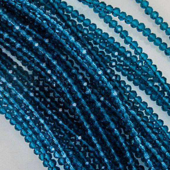 CG 3x4mm faceted rondel trans azure 120p