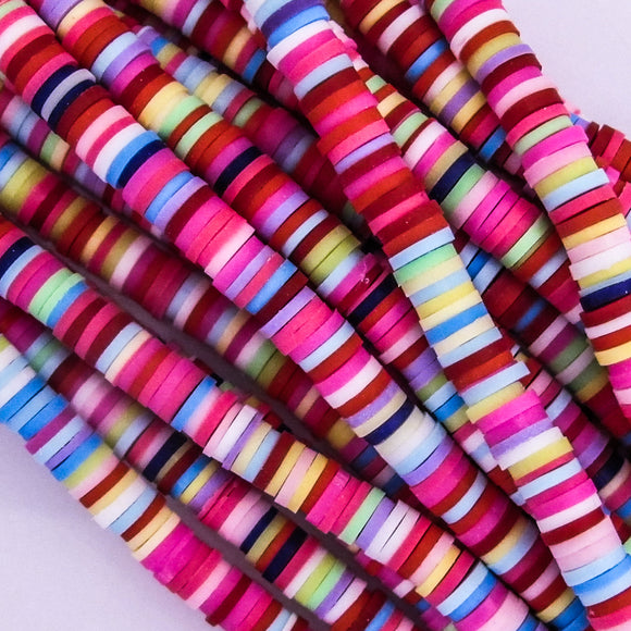 Clay 6mm heishi acid mixed hot pink 40cm