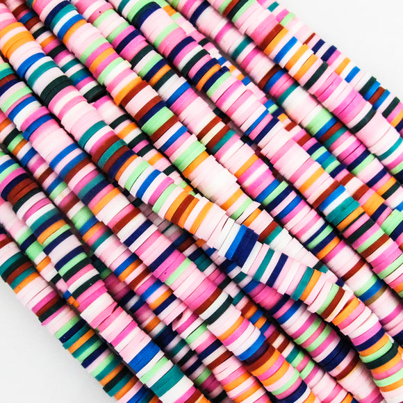 Clay 6mm heishi acid mixed lgt pink 40cm