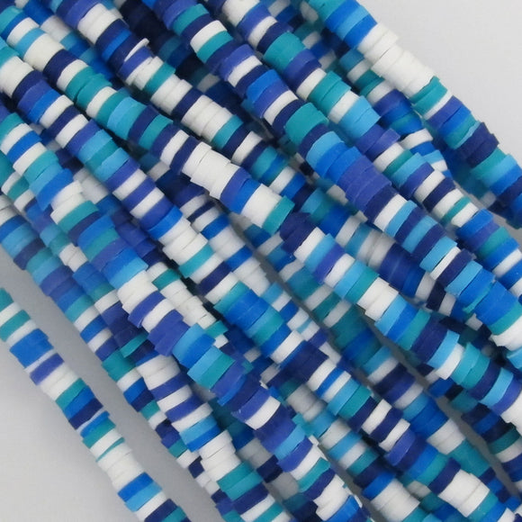 Clay 4mm heishi mixed white/blues 40cm