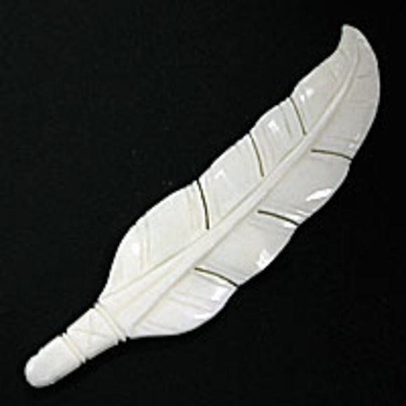 Bone 90x20mm feather white 3pcs