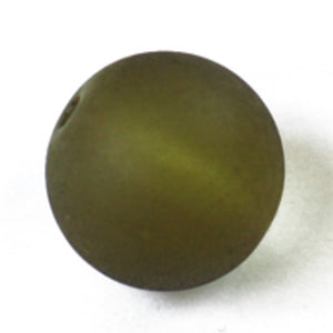Cg 12mm rnd sea glass frost olivine 32pc