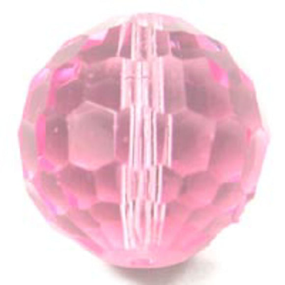 Cg 20mm rnd faceted glass trns pink 18pc