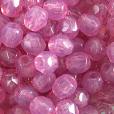 Cz 4mm rnd faceted milky pink 50pcs