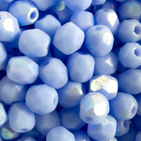 Cz 4mm rd facet opaque lgt sapph AB 50p