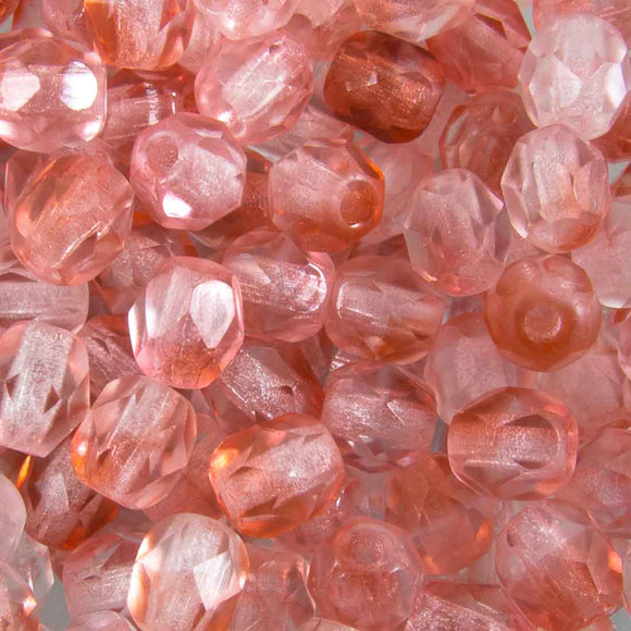 Cz 4mm rnd facet 2tone clear melon 50pc