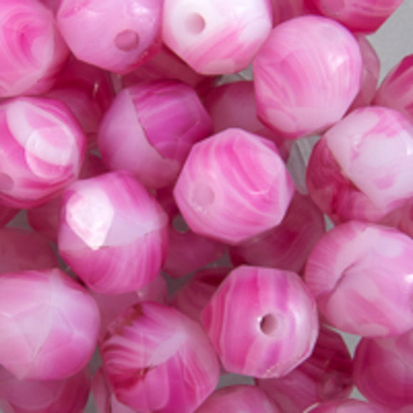 cz 6mm rd facet 3tone pink/white 25pcs