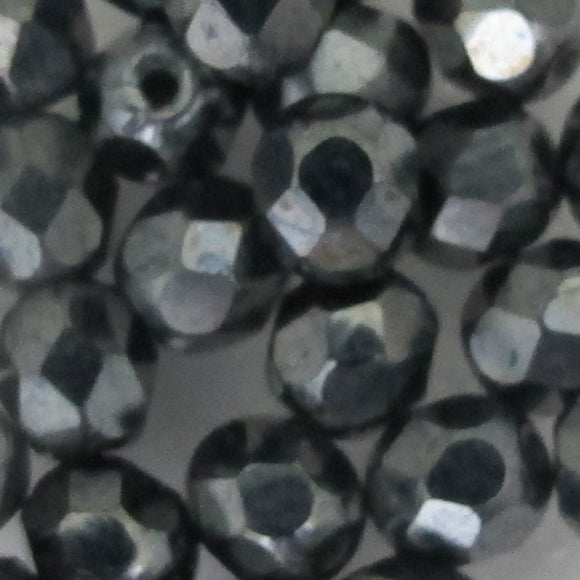 cz 6mm rd fact metallic hematite 25pc