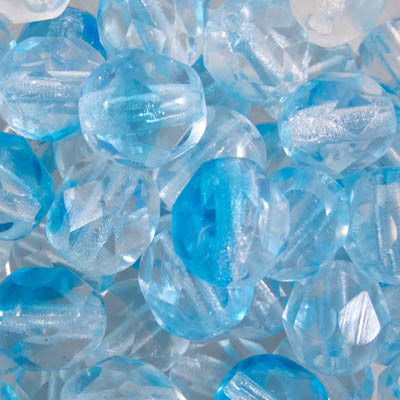 cz 6mm rd facet 2tone clear/aqua 25pcs