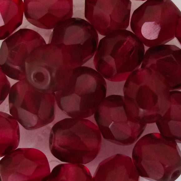 cz 6mm rnd facet trns dark rose 25pcs