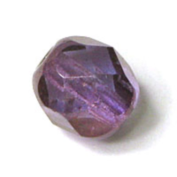 Cz 6mm rd facet metalic purple 25p