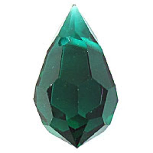 Cz 9x15mm faceted drop emerald 2p