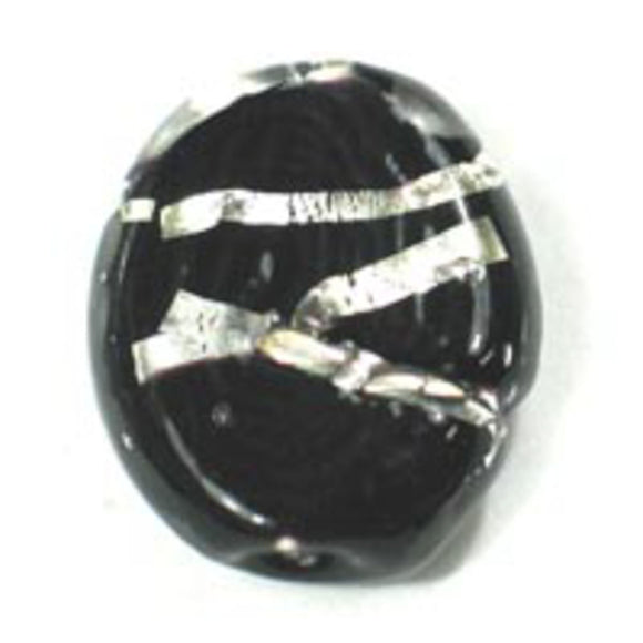 Cz h/made 12x12mm oval silver black 2pc
