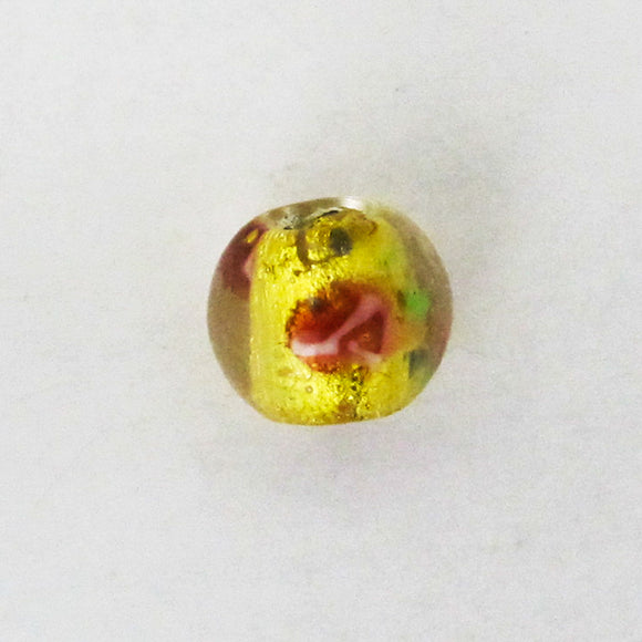 Cz h/made 6mm rnd foil gold rose 2pcs