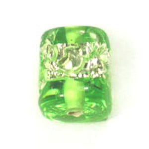 Cz h/made 8x8mm cube silver lime 2pcs