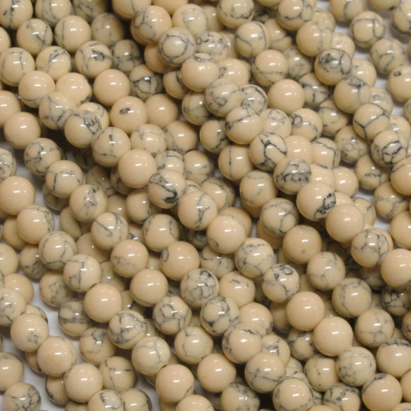 Semi prec 6mm rnd hwlite beige/gry 60pcs