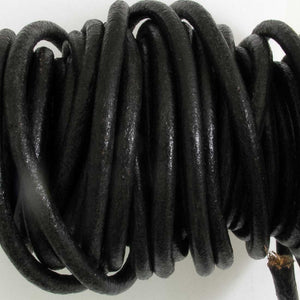 Leather 3mm indian round black 5mts