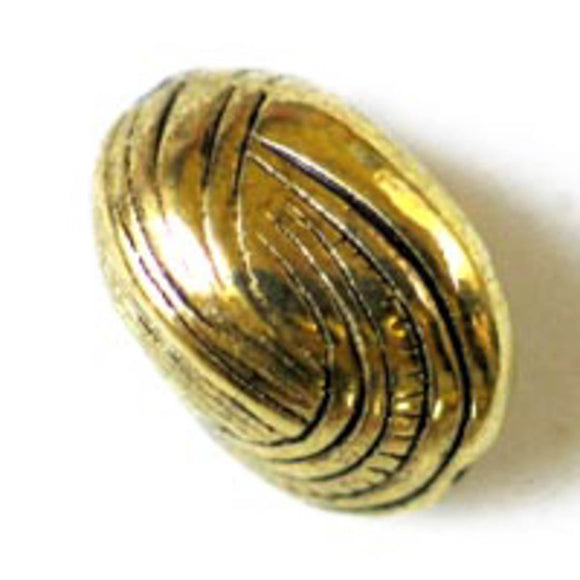 Metal 12x10mm oval plas shel Ant gold 50