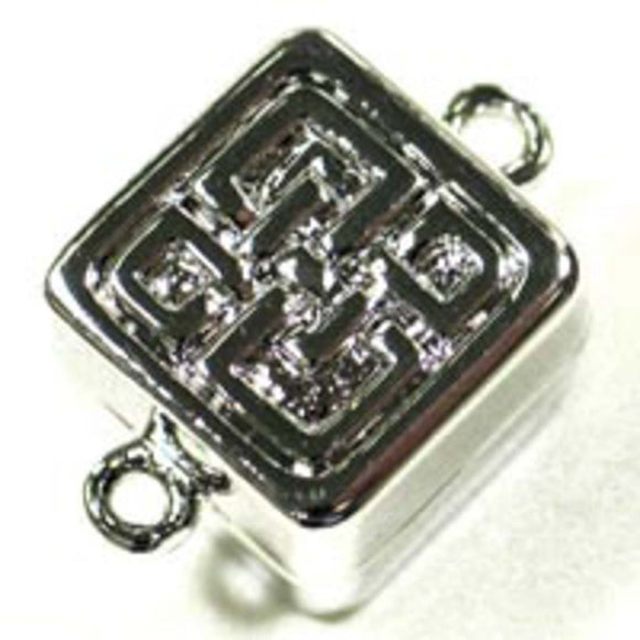 Metal 13mm square rhodium magntic clp 1p